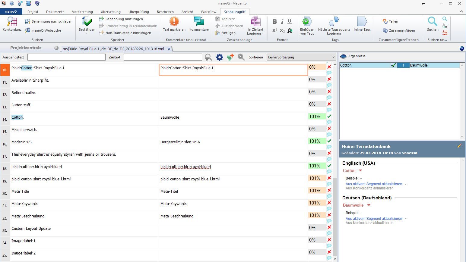 Magento XML in memoQ