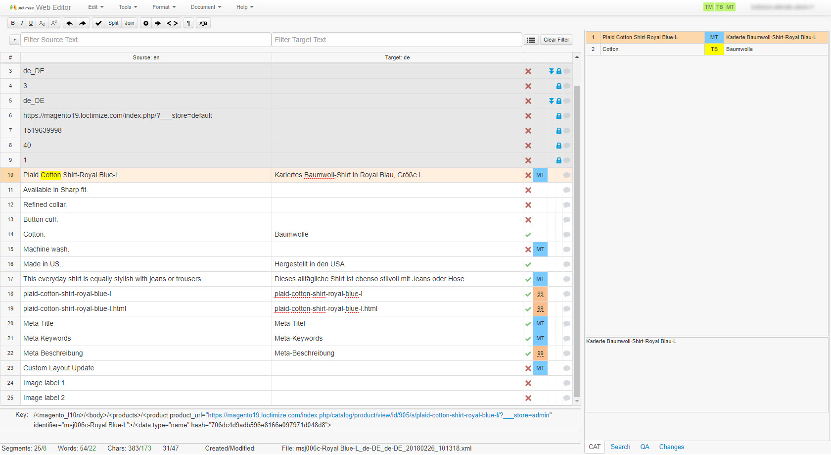 Magento XML in Memsource