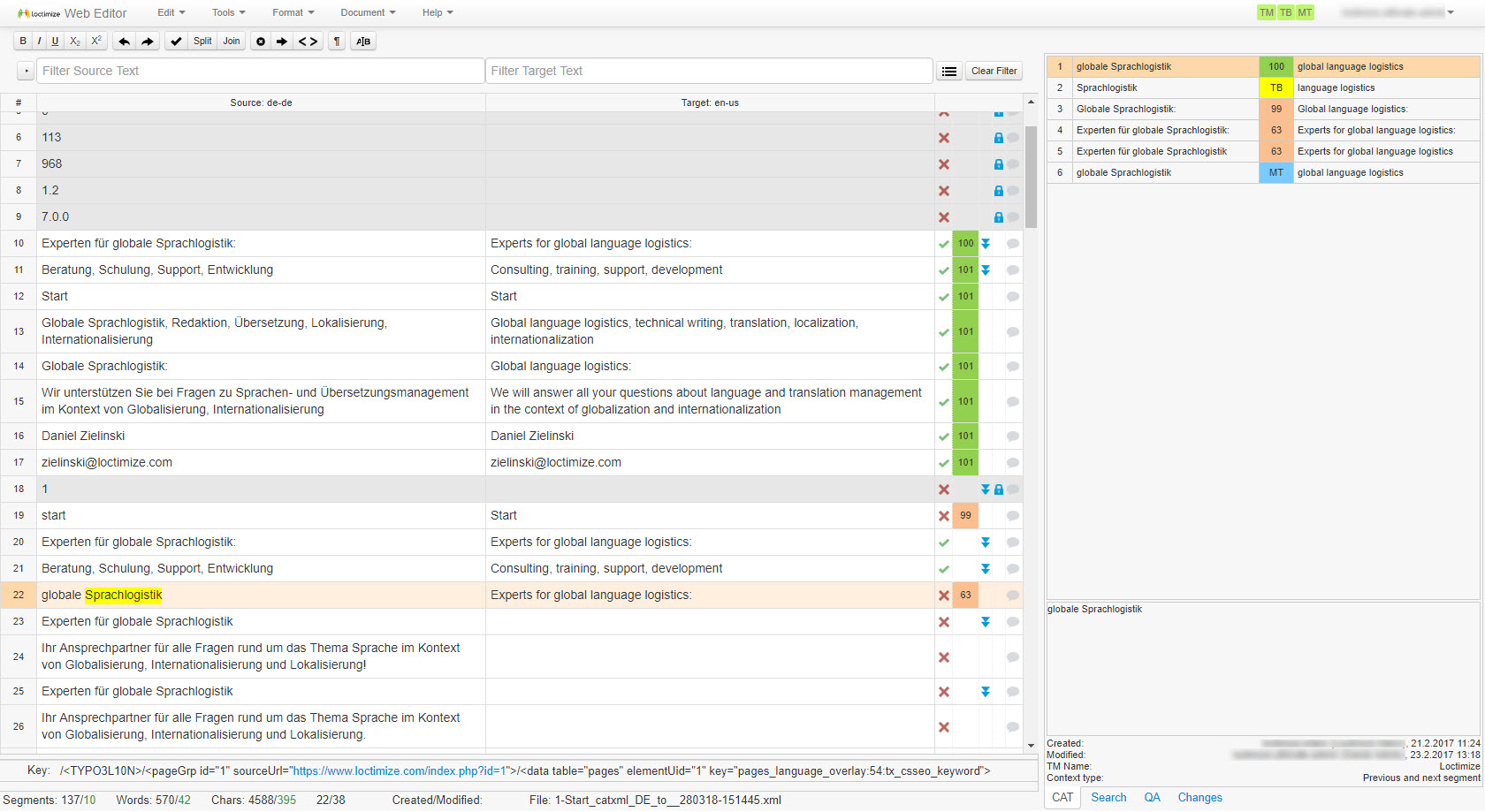 TYPO3 XML in Memsource